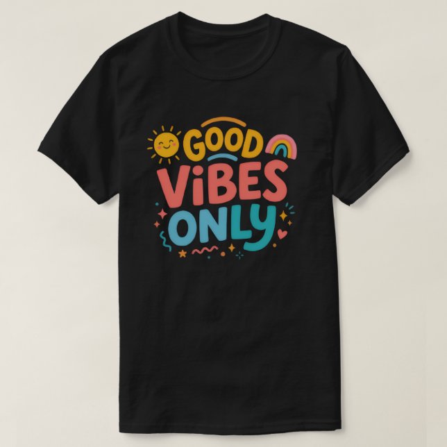 T-shirt rétro coloré aux bonnes vibrations (Design devant)