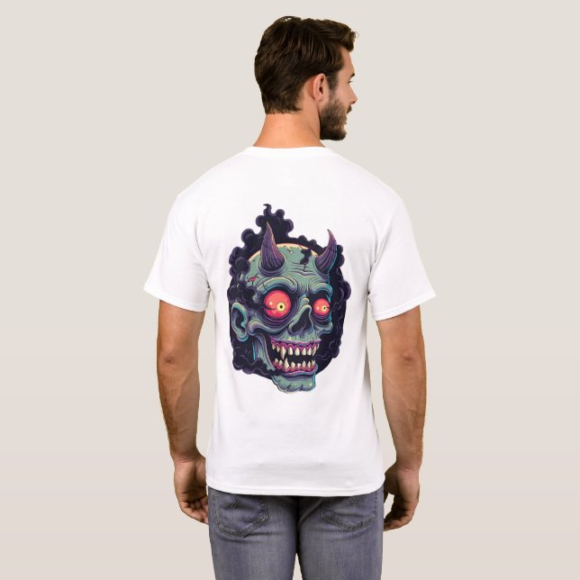 T-shirt Retro Comic Style Monster Skull (Dos entier)