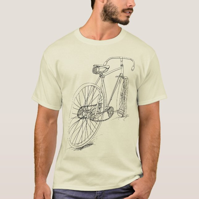 T-shirt Rétro conception de dessin de bicyclette dans le (Devant)
