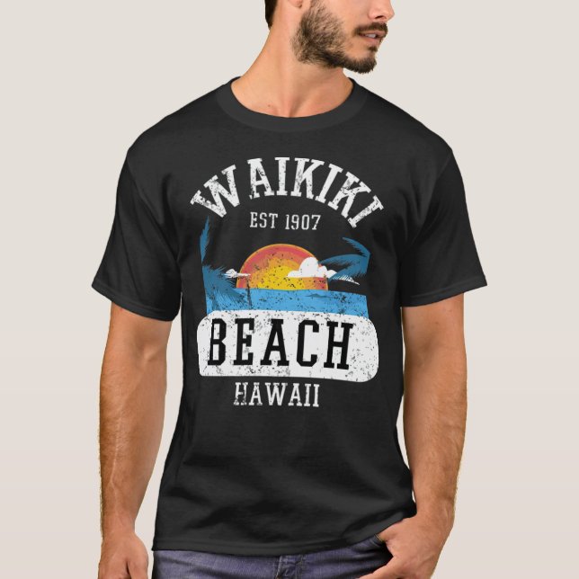 T-shirt Retro Cool Waikiki Beach Hawaii Island beachball k (Devant)