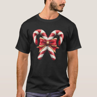 T-shirt Retro Coquette Bow Sucre de canne Noël Saison Vib