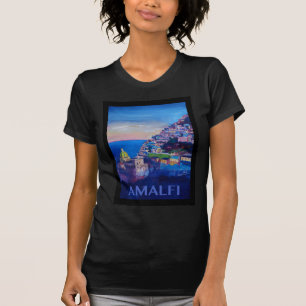 T-shirt Rétro côte Italie d'Amalfi d'affiche