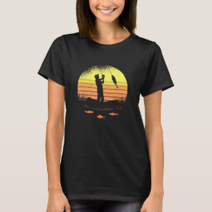 T-shirt Retro Coucher De Soleil Pêche Aimer Poisson Pour P