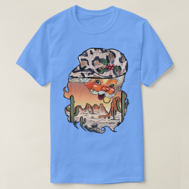 T-shirt Retro Cowboy Hat Santa Claus Desert Western Merry  (Design devant)