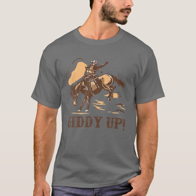 T-shirt Retro Cowboy Rodeo Giddy Tenez vos chevaux Weste (Devant)