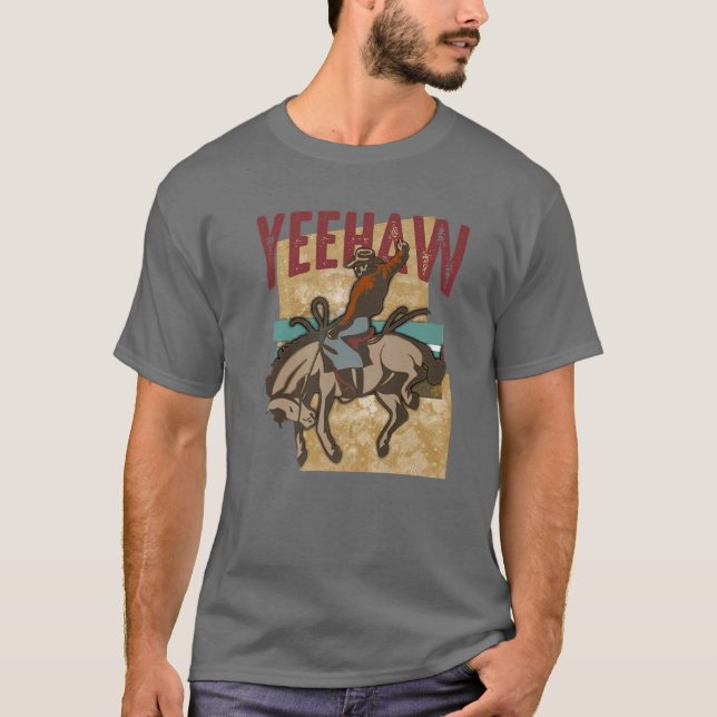 T-shirt Retro Cowboy Yeehaw Western Country Cowgirl Rodeo (Devant)