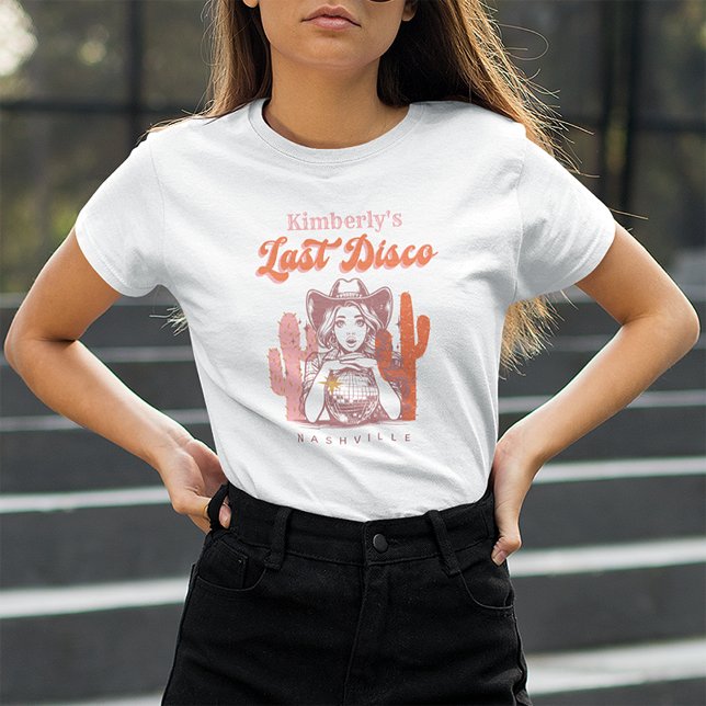 T-shirt Retro Cowgirl Dernière Disco Enterrement de Vie de (Créateur téléchargé)