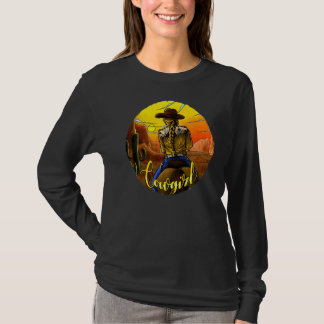T-shirt Retro Cowgirl équitation Cheval Cactus Desert Suns