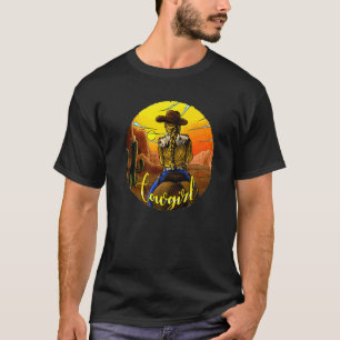 T-shirt Retro Cowgirl équitation Cheval Cactus Desert Suns