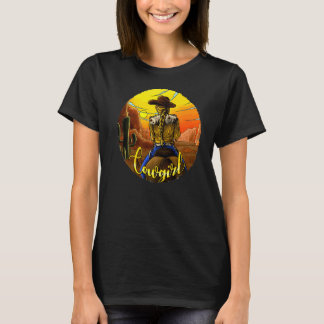 T-shirt Retro Cowgirl équitation Cheval Cactus Desert Suns