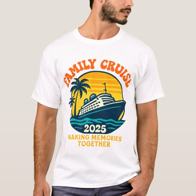 T-shirt Retro Cruise Shirt Family Vacation 2025 (Devant)