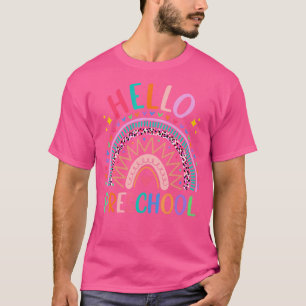T-shirt Retro Cute Arc-En-Ciel Bonjour Préscolaire Heureux