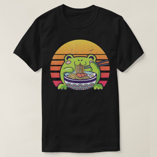 T-shirt Retro Cute Frog Ramen  (Design devant)