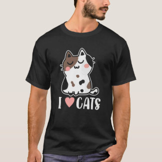 T-shirt Retro Cute I Heart Love Cats Cat Lady Dad Kitten C