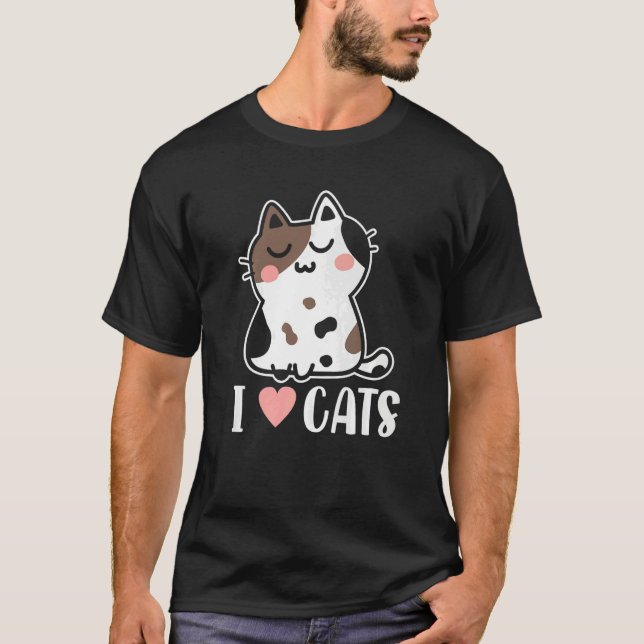 T-shirt Retro Cute I Heart Love Cats Cat Lady Dad Kitten C (Devant)