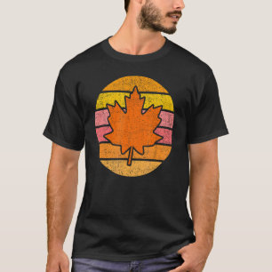 T-shirt Retro Cute Maple Leaf Happy Automne Thanksgivi