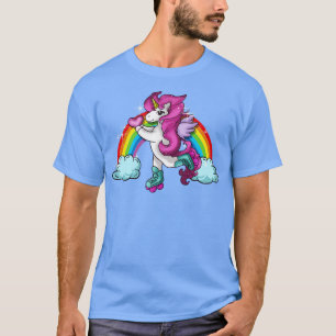 T-shirt Retro Cute Roller Patinage Unicorn Patinage Girly
