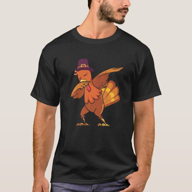 T-shirt Retro Dabbing Turkey Family Matching Thanksgiving  (Devant)