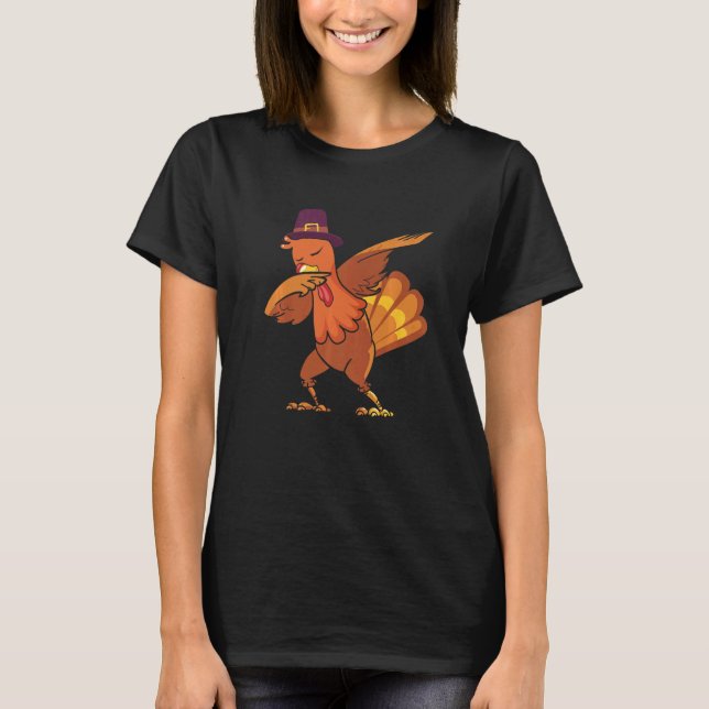 T-shirt Retro Dabbing Turkey Family Matching Thanksgiving  (Devant)