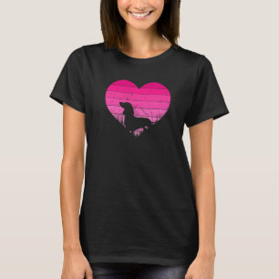 T-shirt Retro Dachshund Coeur Vintage Saint Valentin