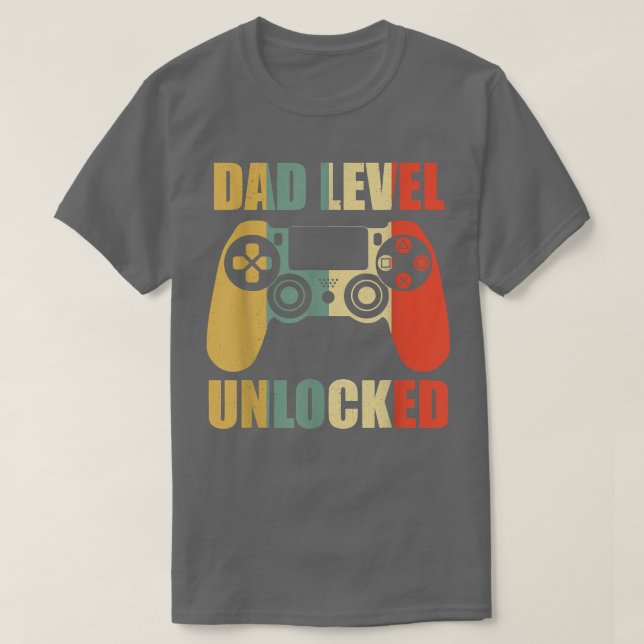 T-shirt Retro Dad Level Unlocked New Daddy Gaming Lover Fa (Design devant)