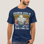 T-shirt Rétro de Bourbon Goes<br><div class="desc">Bourbon Goes In Wisdom Comes Out 1970 s Retro fathers day,  funny,  father,  papa,  birthday,  mothers day,  humour,  christmas,  cute,  cool,  family,  mother,  brother,  husband,  maman,  vintage,  grandpa,  boycott,  day,  son,  retro,  sister Grand-mère,  grand-mère,  grand-mère,  fils,  grand-père,  love</div>