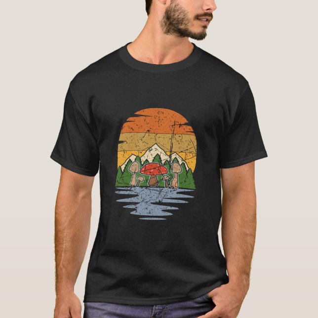T-shirt Retro de cueillette de champignons (Devant)