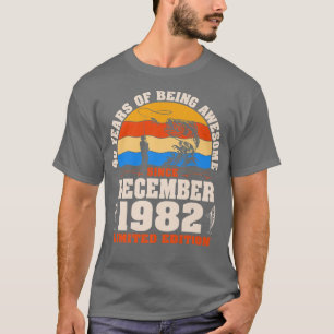 T-shirt Rétro Décembre 1982 40 Ancien pêcheur 40e