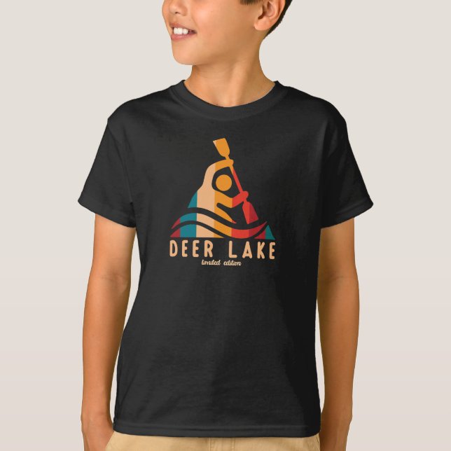 T-shirt Retro Deer Lake Kayak (Devant)
