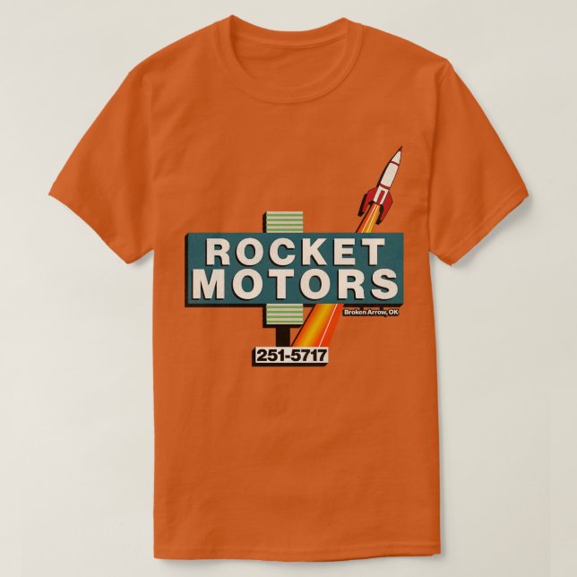 T-shirt Retro Déficit Rocket Motors Auto Concessionnaire T (Design devant)