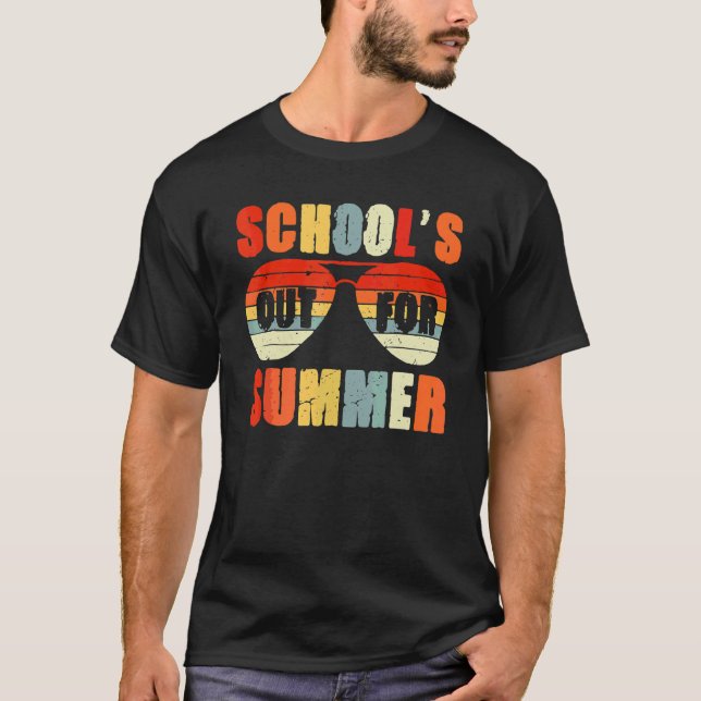 T-shirt Rétro Dernier Jour D'école Les Cours Sont Finis Po (Devant)