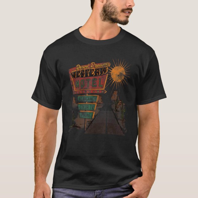 T-shirt Retro Desert Dreert Desert Travel Cactus Road West (Devant)