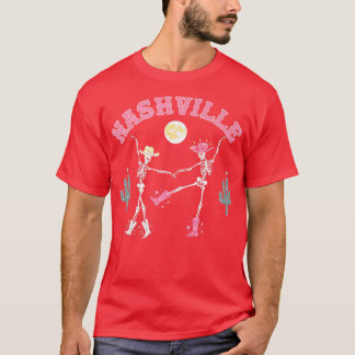 T-shirt Retro Desert Skeleton Dancing Cowboy Nashville Com