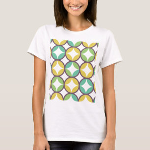 T-shirt Retro Diamond dans Circle Pattern Blue Green Gold