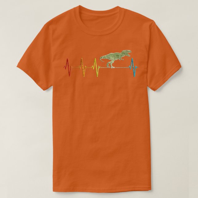 T-shirt Retro Dinosaur Heartbeat Love EKG T Rex Lover (Design devant)