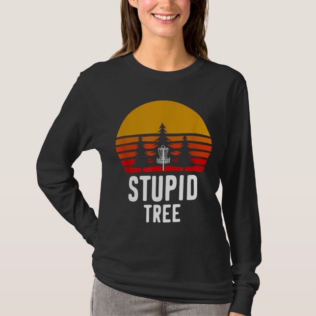 T-shirt Retro Disc Golf Stupid Tree Funny Frisbee Golf Gif (Devant)