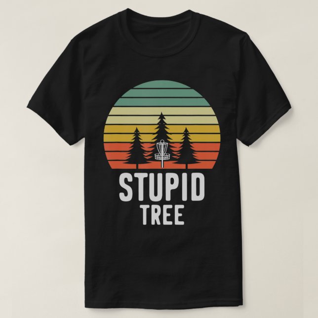 T-shirt Retro Disc Golf Stupid Tree Funny Frisbee Golf Gif (Design devant)