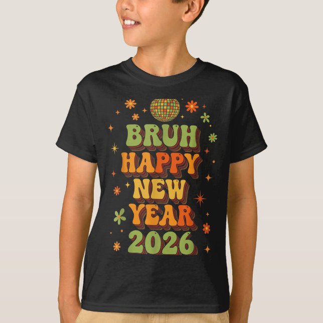 T-shirt Retro Disco Ball Nye Shirt, Bruh Happy New Year 20 (Devant)