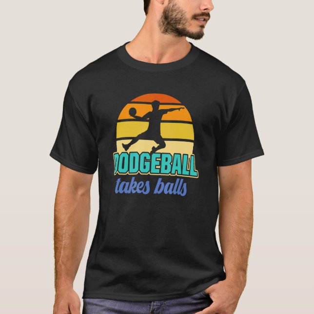 T-shirt Retro Dodgeball prend des boules Dodgeball joueur (Devant)