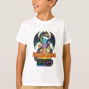 T-shirt Retro Dragon du Boss Final & Dice Gamer TTRPG Pi
