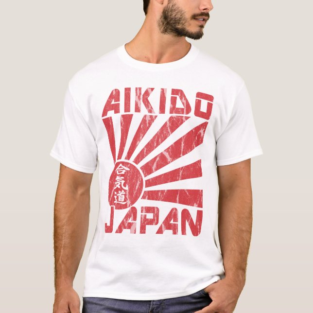 T-Shirt Rétro Drapeau Naval Japon Aikido (Devant)