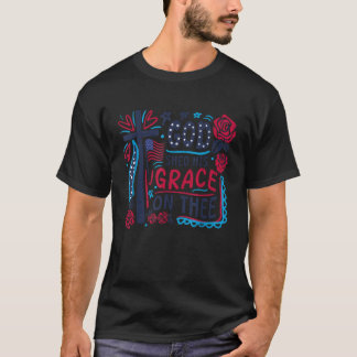 T-shirt Retro Drôle Dieu A Partagé Sa Grâce Sur Le 4 juill