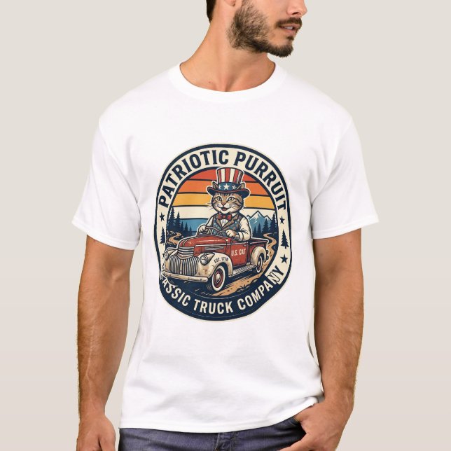 T-shirt rétro du chat de l'oncle Sam patriotique C (Devant)