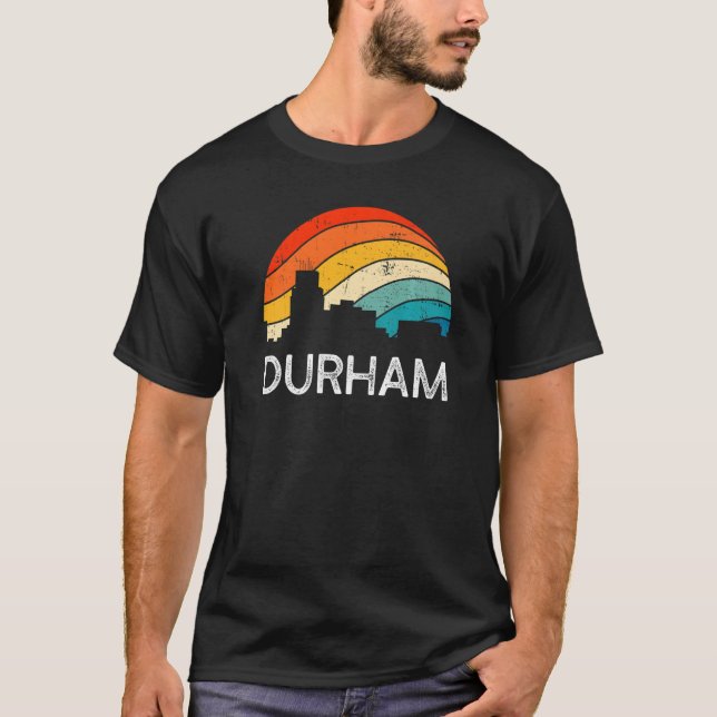 T-shirt Retro Durham Skyline Vintage Urban Skyscraper (Devant)