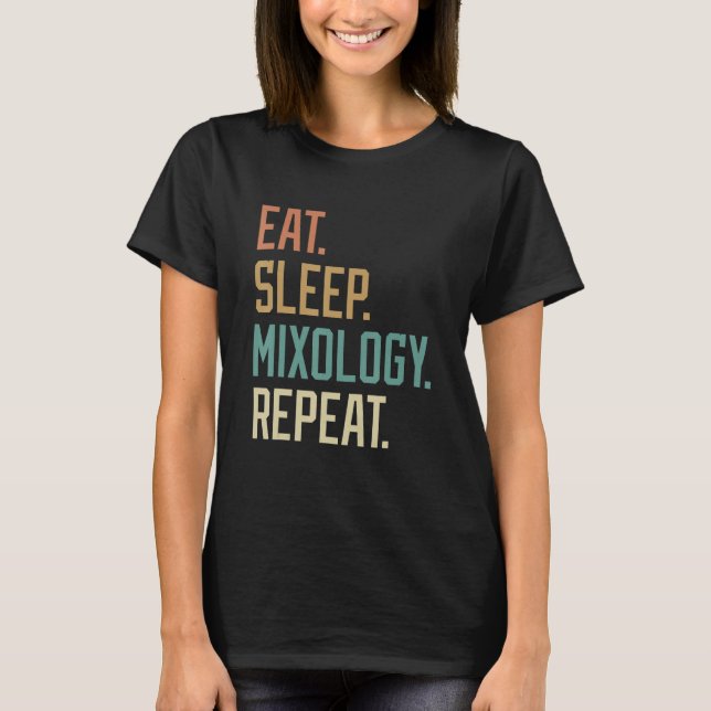 T-shirt Rétro Eat Sleep Mixology Repeat Vintage (Devant)