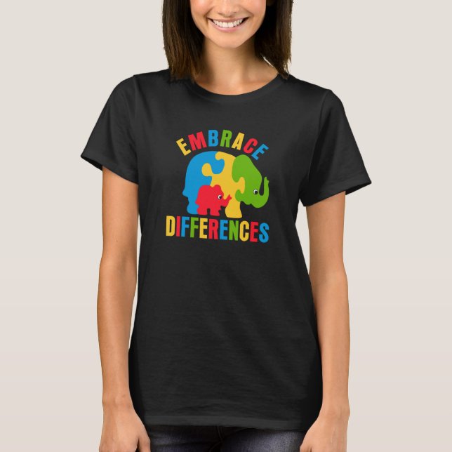T-shirt Rétro Embrace Différences Hommes Femmes Elephant A (Devant)
