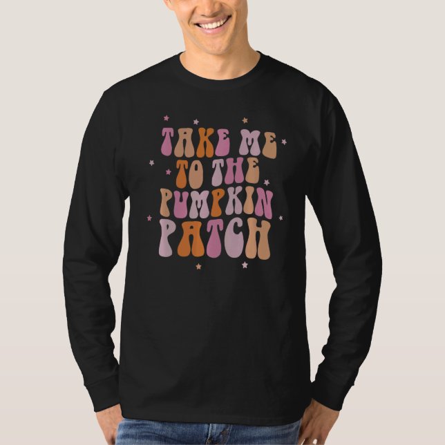T-shirt Retro Emmène-Moi Au Patch De Citrouille Automne Fa (Devant)