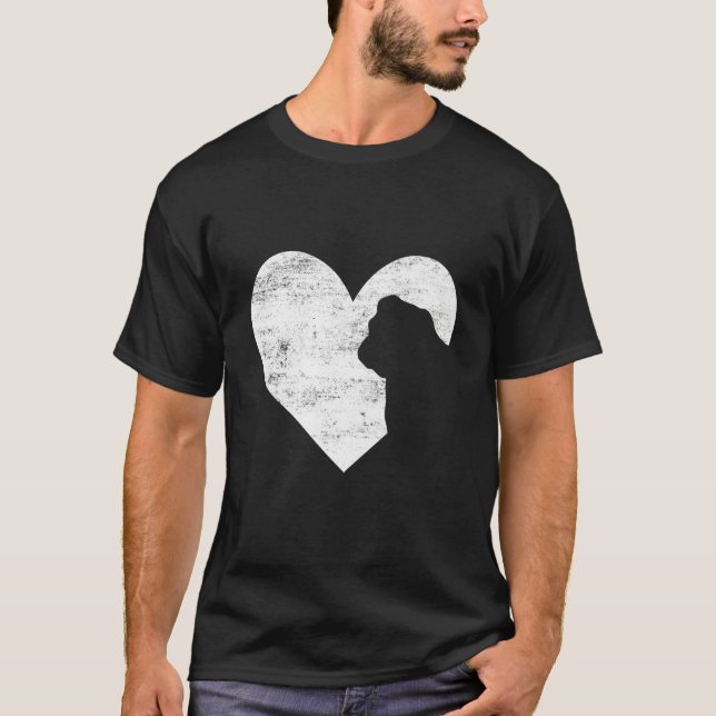 T-shirt Retro English Bulldog Dog Heart Valentine's Day Do (Devant)