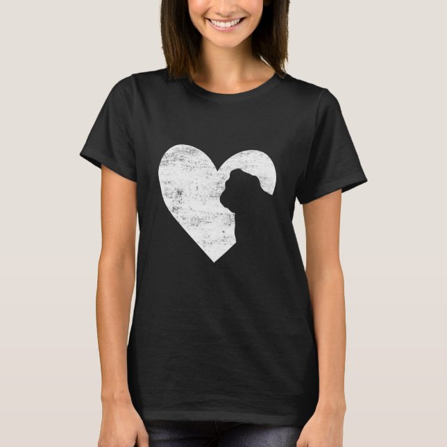 T-shirt Retro English Bulldog Dog Heart Valentine's Day Do (Devant)