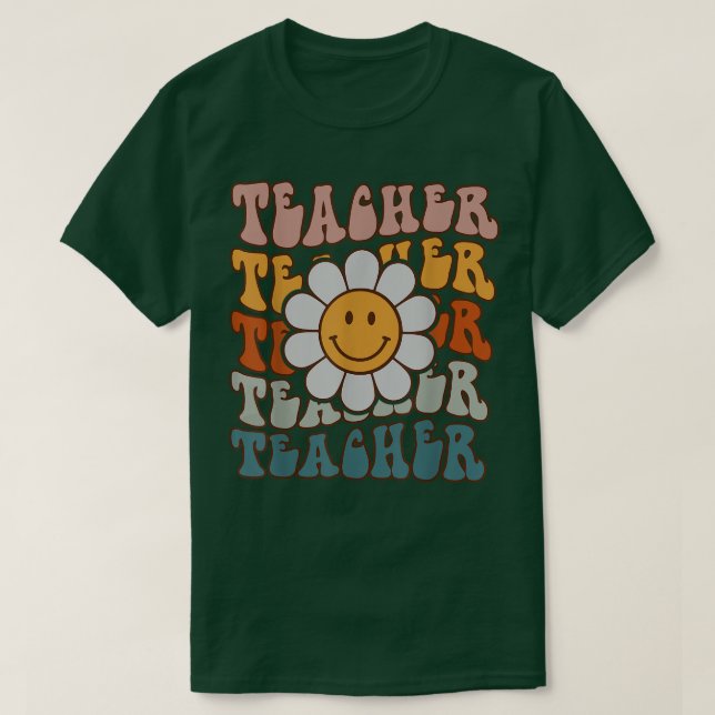 T-shirt Retro Enseignant Daisy Colorful Élémentaire Tea (Design devant)